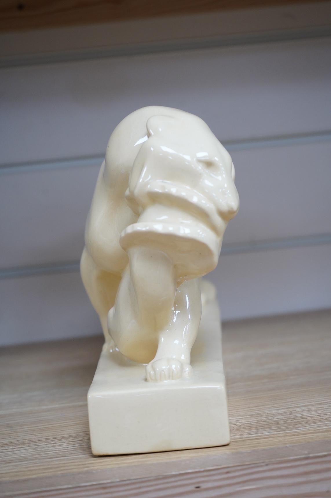 John Skeaping for Wedgwood, Art Deco sculpture of a Tiger with buck, straw glazed, 33cm wide